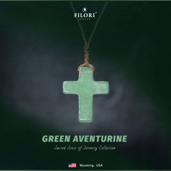 Sacred Cross of Serenity Necklace · Natural Green Aventurine
