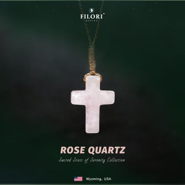 Sacred Cross of Serenity Necklace · Natural Rose Quartz