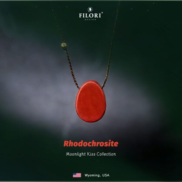 Moonlight Kiss Necklace -Natural Rhodochrosite