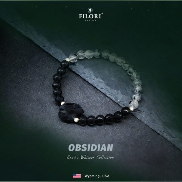 Snow’s Whisper Bracelets – Obsidian