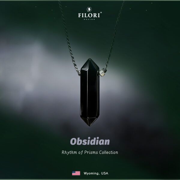 Hexagonal Prism Crystal Pendant – Natural Black Obsidian