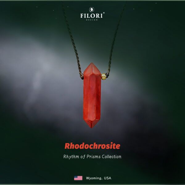 Hexagonal Prism Crystal Pendant – Natural Rhodochrosite