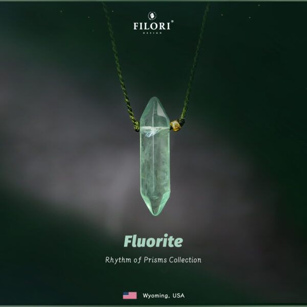Hexagonal Prism Crystal Pendant -Natural Fluorite